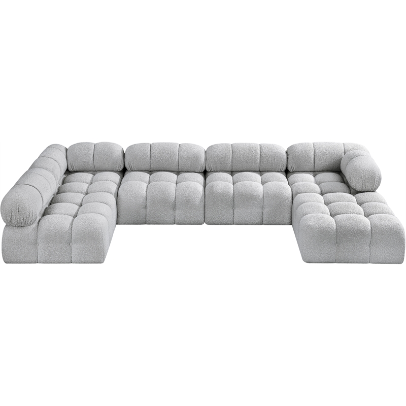 Meridian Furniture Ames Grey Boucle Fabric Modular Sectional