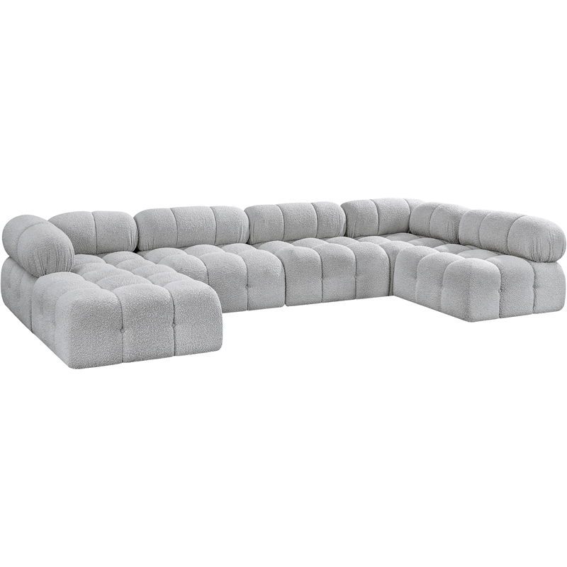 Meridian Furniture Ames Grey Boucle Fabric Modular Sectional
