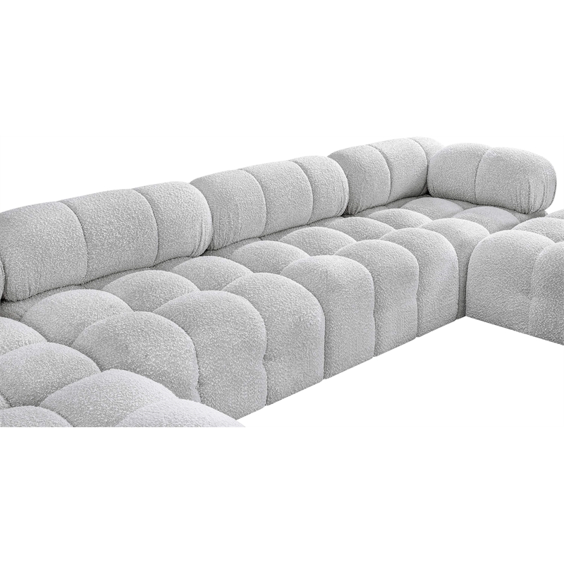 Meridian Furniture Ames Grey Boucle Fabric Modular Sectional