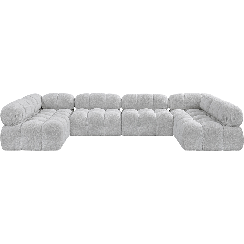 Meridian Furniture Ames Grey Boucle Fabric Modular Sectional
