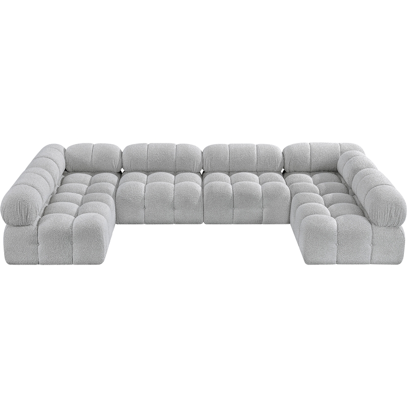 Meridian Furniture Ames Grey Boucle Fabric Modular Sectional
