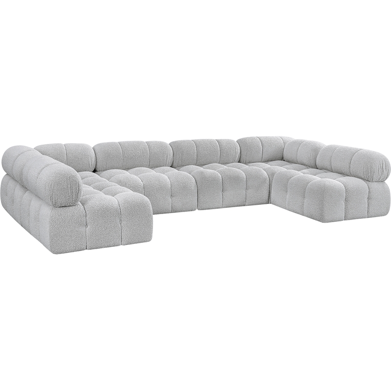 Meridian Furniture Ames Grey Boucle Fabric Modular Sectional