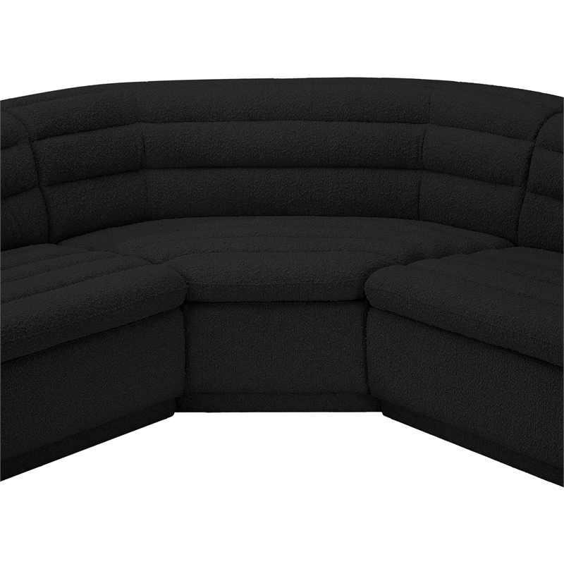 Meridian Furniture Cascade Black Boucle Fabric Modular Sectional