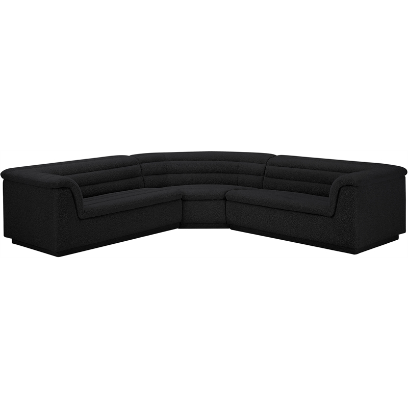Meridian Furniture Cascade Black Boucle Fabric Modular Sectional