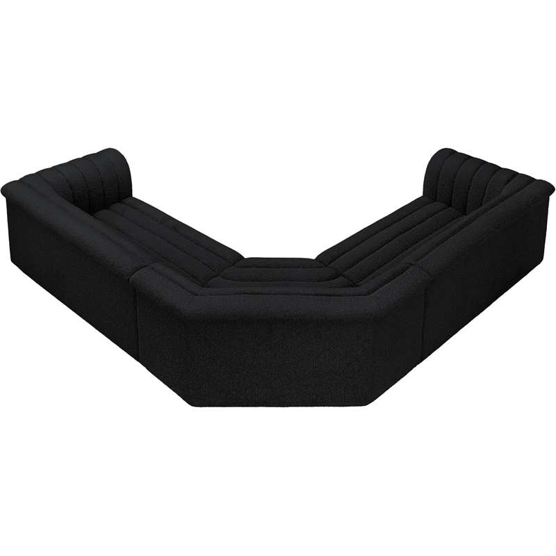 Meridian Furniture Cascade Black Boucle Fabric Modular Sectional
