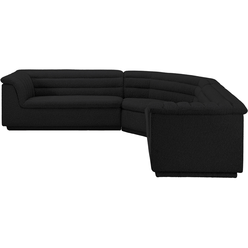 Meridian Furniture Cascade Black Boucle Fabric Modular Sectional