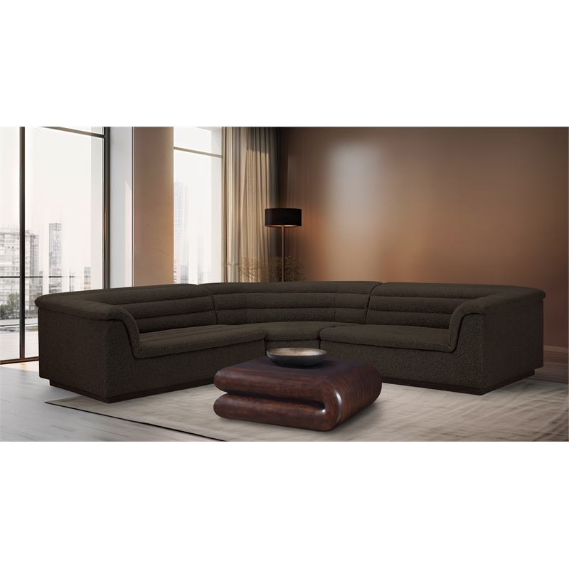 Meridian Furniture Cascade Brown Boucle Fabric Modular Sectional