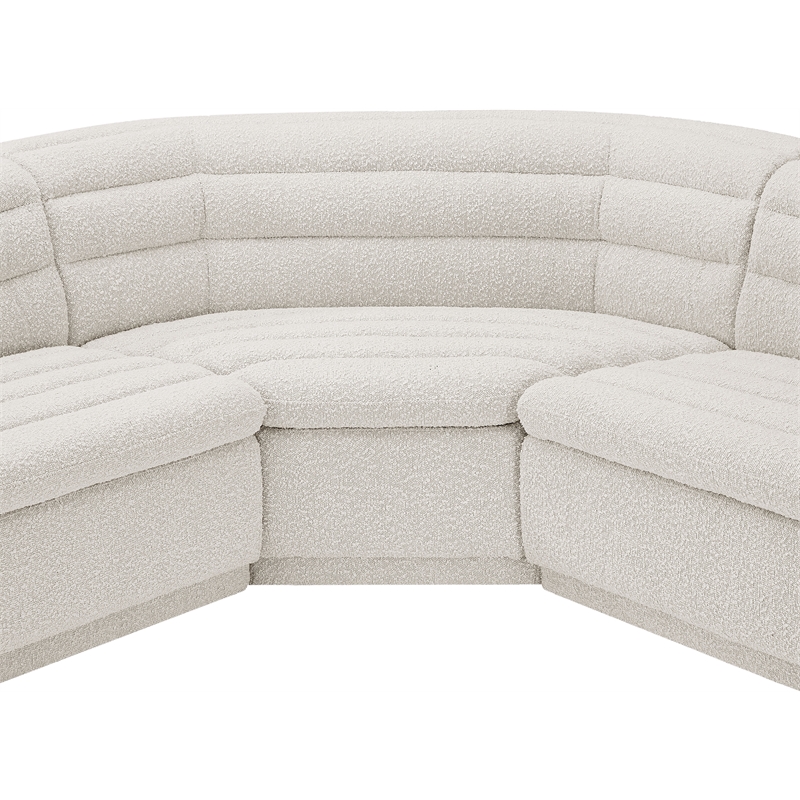 Meridian Furniture Cascade Cream Boucle Fabric Modular Sectional