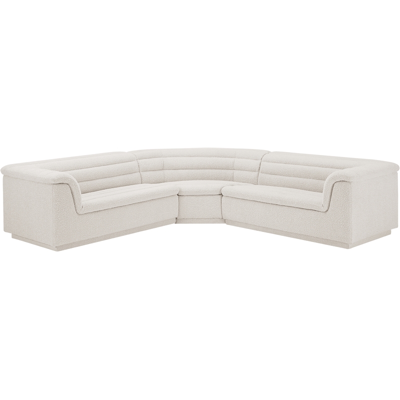 Meridian Furniture Cascade Cream Boucle Fabric Modular Sectional