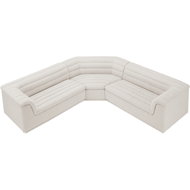 Meridian Furniture Cascade Cream Boucle Fabric Modular Sectional