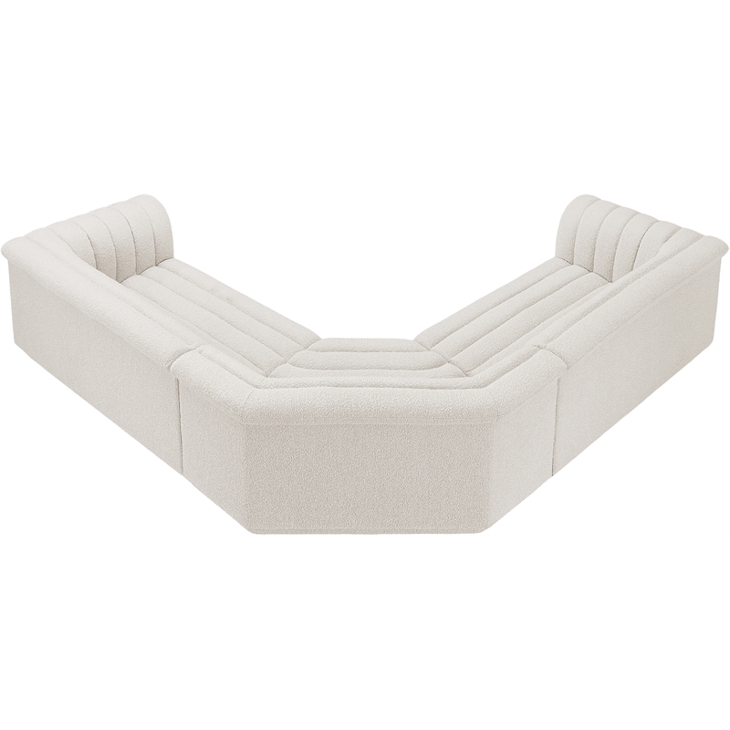 Meridian Furniture Cascade Cream Boucle Fabric Modular Sectional
