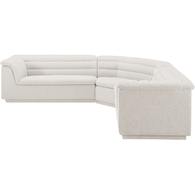 Meridian Furniture Cascade Cream Boucle Fabric Modular Sectional