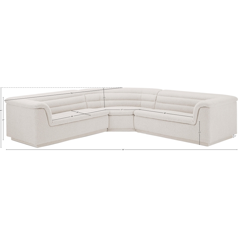 Meridian Furniture Cascade Cream Boucle Fabric Modular Sectional