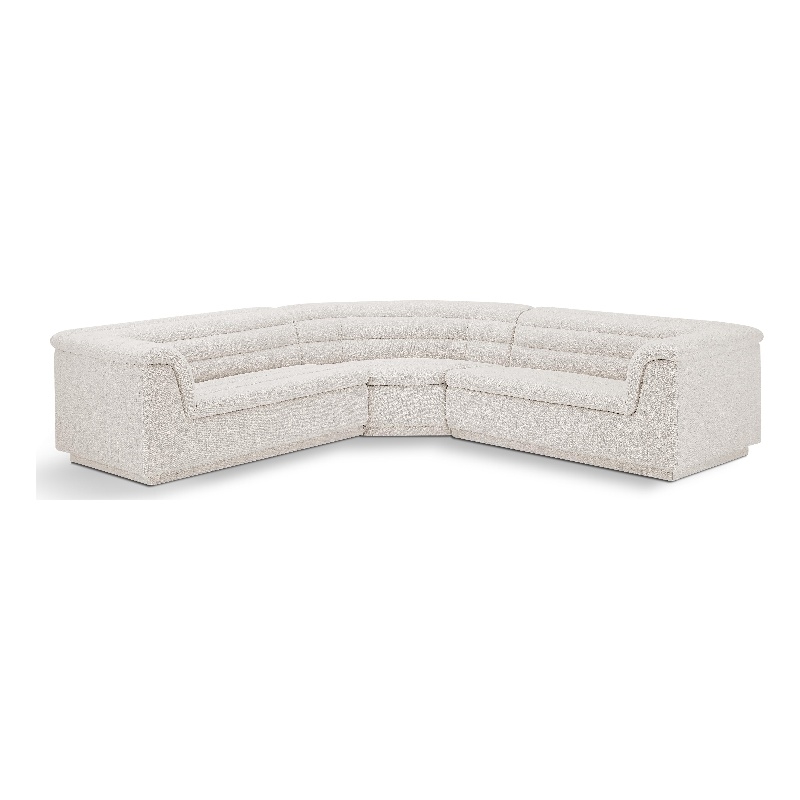 Meridian Furniture Cascade Cream Boucle Fabric Modular Sectional