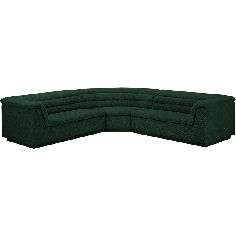 Meridian Furniture Cascade Green Boucle Fabric Modular Sectional