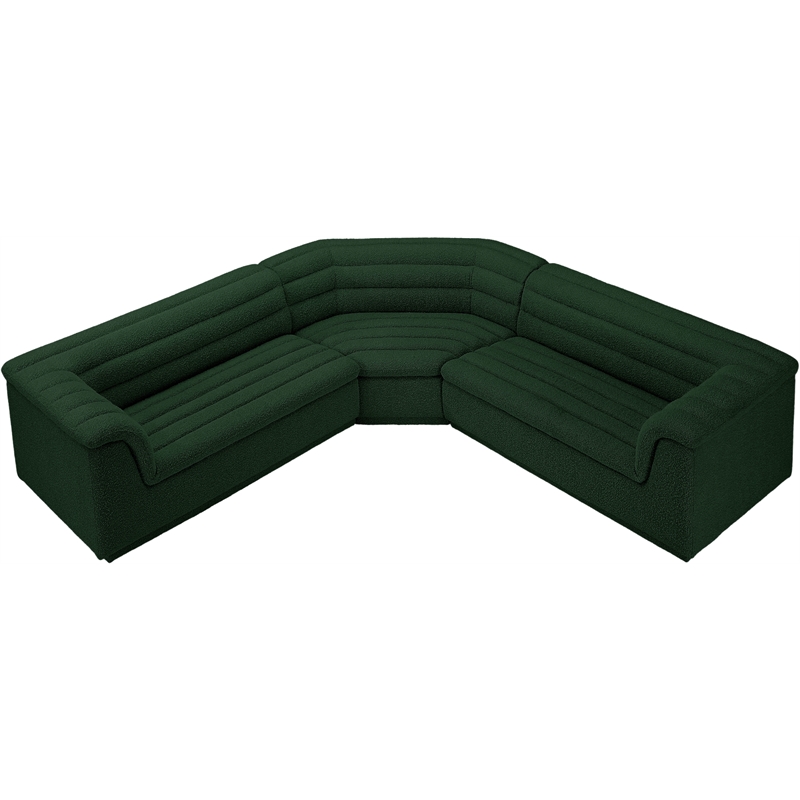 Meridian Furniture Cascade Green Boucle Fabric Modular Sectional