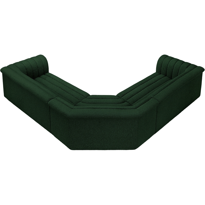Meridian Furniture Cascade Green Boucle Fabric Modular Sectional