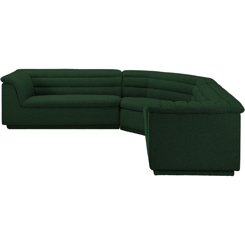 Meridian Furniture Cascade Green Boucle Fabric Modular Sectional