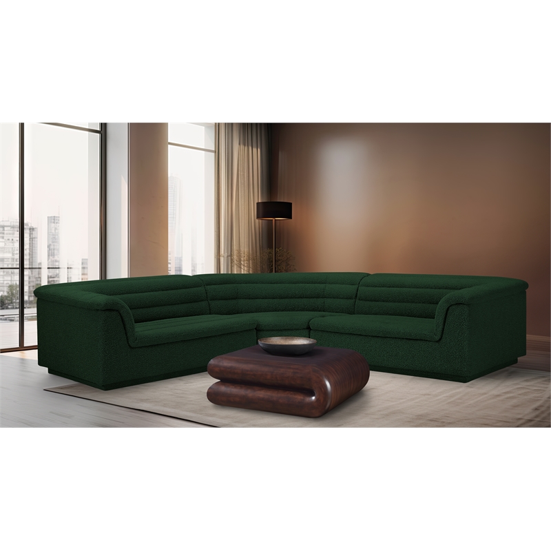 Meridian Furniture Cascade Green Boucle Fabric Modular Sectional