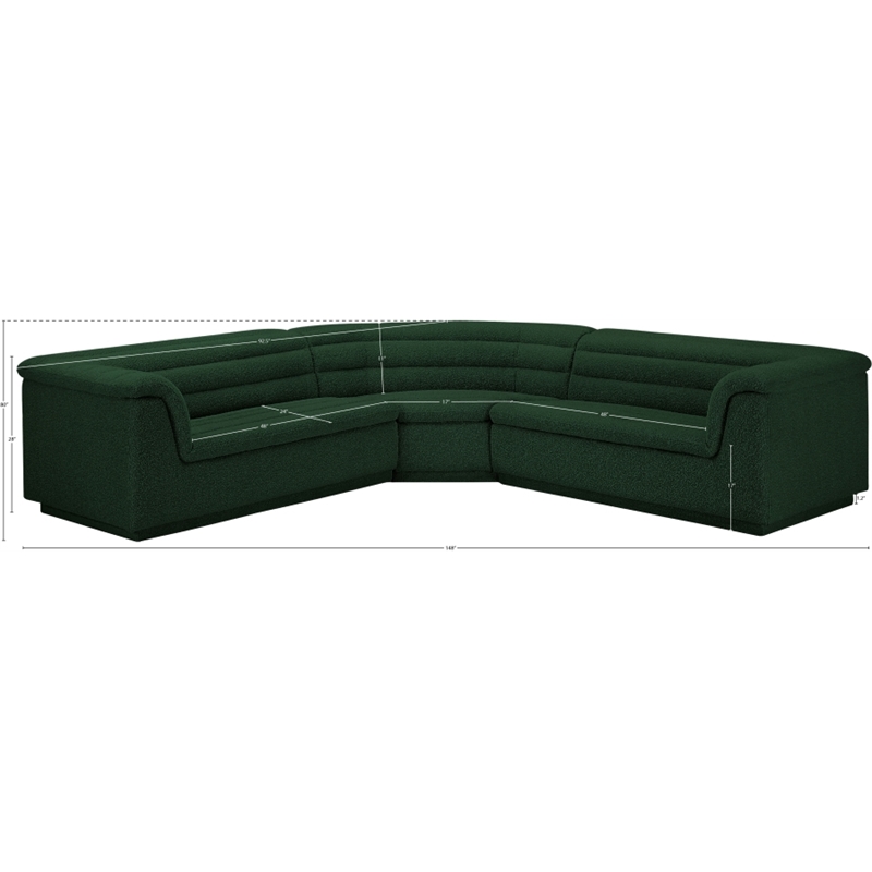 Meridian Furniture Cascade Green Boucle Fabric Modular Sectional
