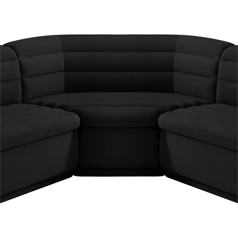 Meridian Furniture Cascade Black Velvet Fabric Modular Sectional