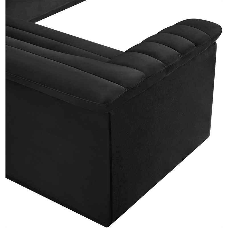 Meridian Furniture Cascade Black Velvet Fabric Modular Sectional