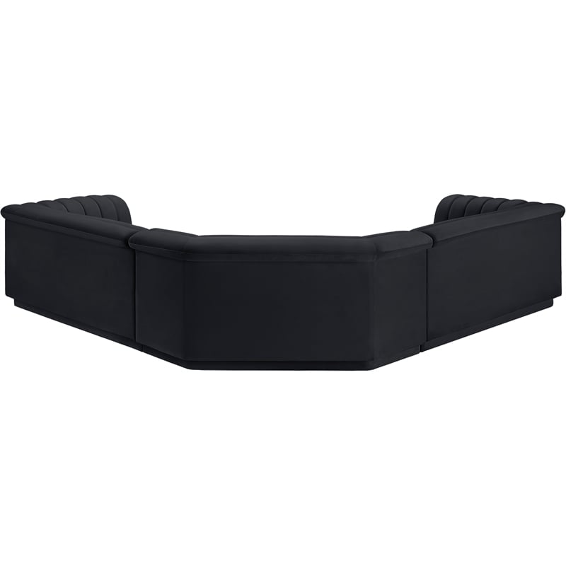 Meridian Furniture Cascade Black Velvet Fabric Modular Sectional