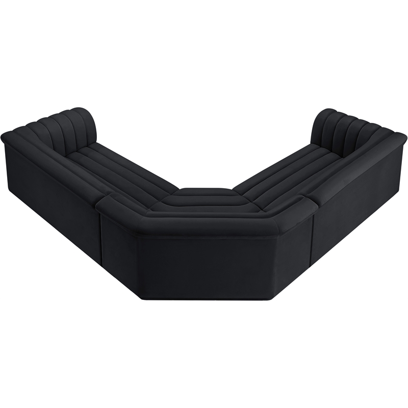 Meridian Furniture Cascade Black Velvet Fabric Modular Sectional