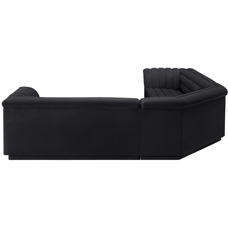 Meridian Furniture Cascade Black Velvet Fabric Modular Sectional
