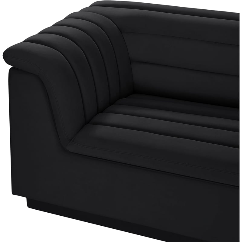 Meridian Furniture Cascade Black Velvet Fabric Modular Sectional