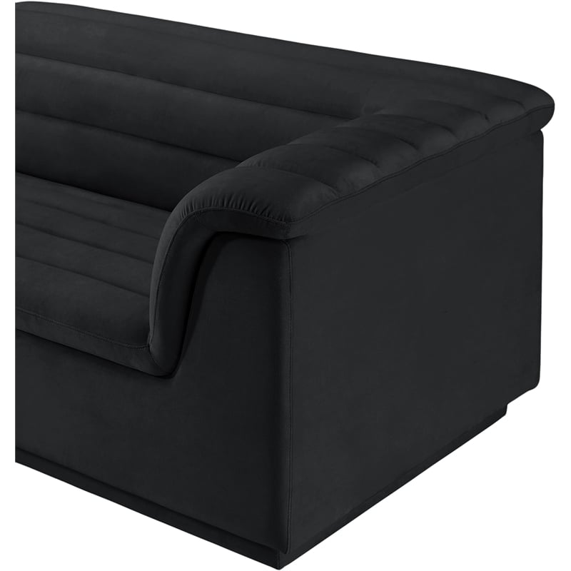 Meridian Furniture Cascade Black Velvet Fabric Modular Sectional