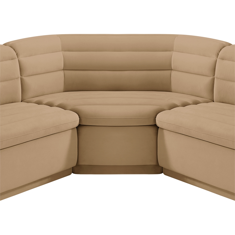 Meridian Furniture Cascade Camel Velvet Fabric Modular Sectional