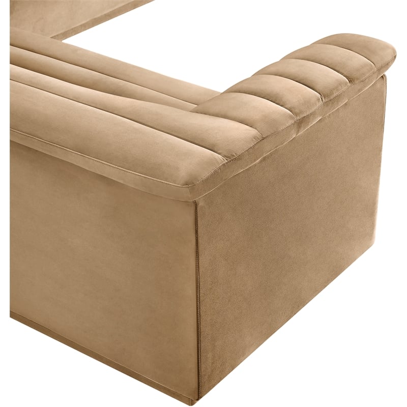 Meridian Furniture Cascade Camel Velvet Fabric Modular Sectional