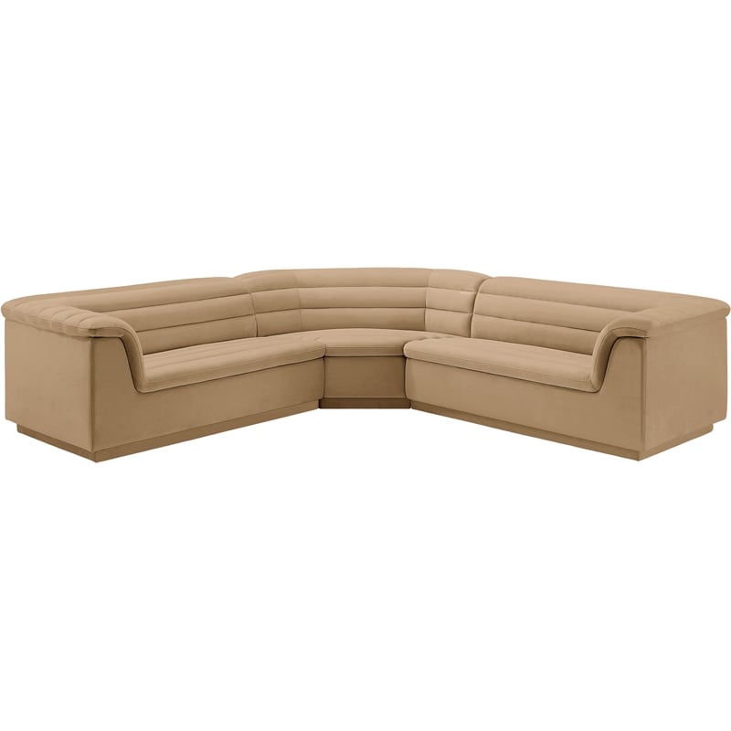 Meridian Furniture Cascade Camel Velvet Fabric Modular Sectional
