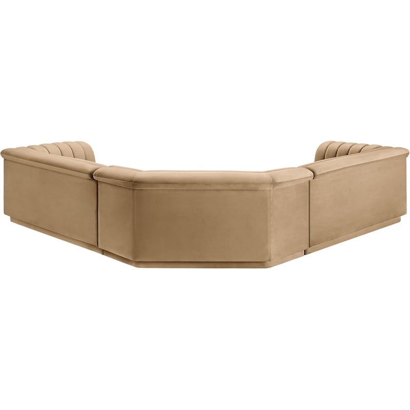 Meridian Furniture Cascade Camel Velvet Fabric Modular Sectional