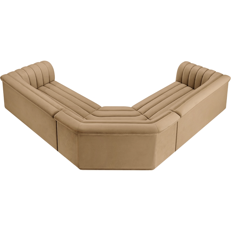 Meridian Furniture Cascade Camel Velvet Fabric Modular Sectional