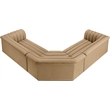 Meridian Furniture Cascade Camel Velvet Fabric Modular Sectional