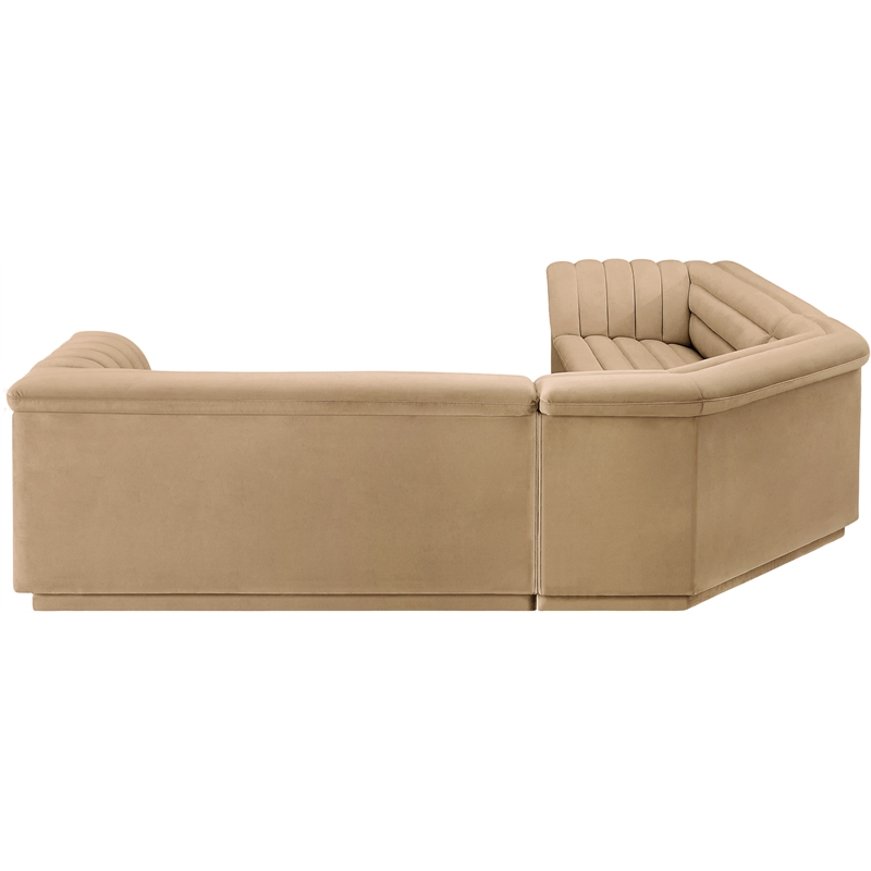 Meridian Furniture Cascade Camel Velvet Fabric Modular Sectional