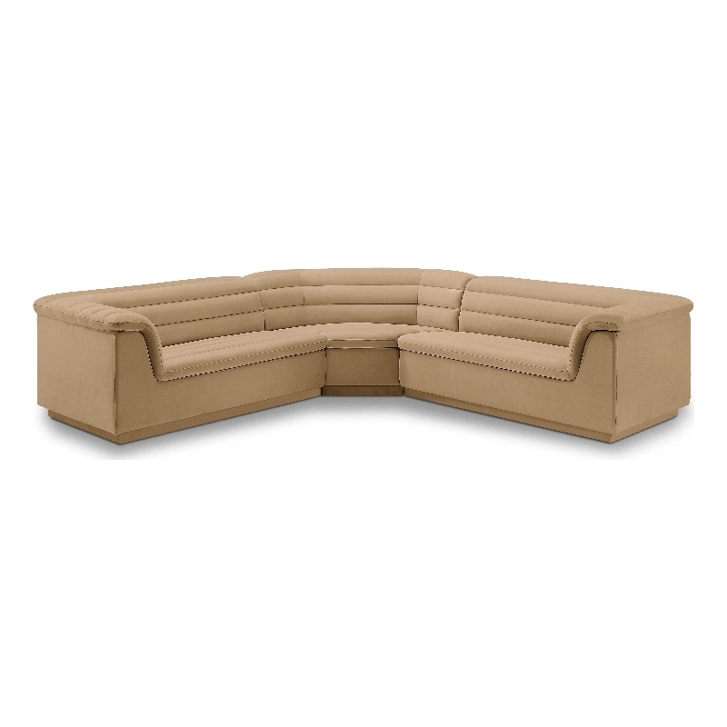 Meridian Furniture Cascade Camel Velvet Fabric Modular Sectional