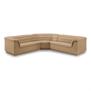 Meridian Furniture Cascade Camel Velvet Fabric Modular Sectional
