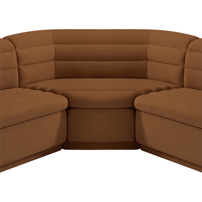 Meridian Furniture Cascade Saddle Velvet Fabric Modular Sectional
