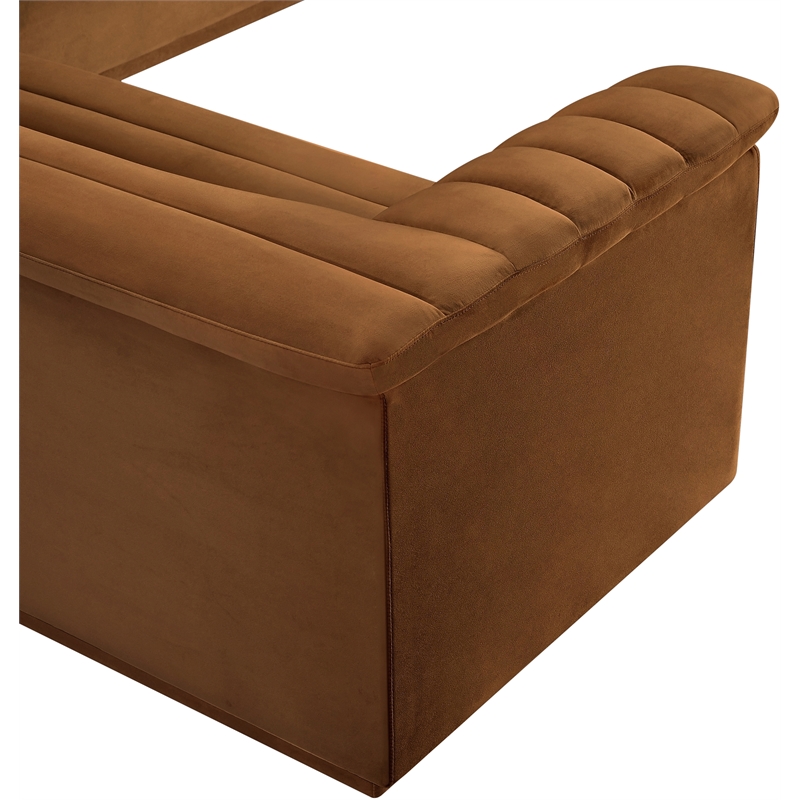 Meridian Furniture Cascade Saddle Velvet Fabric Modular Sectional