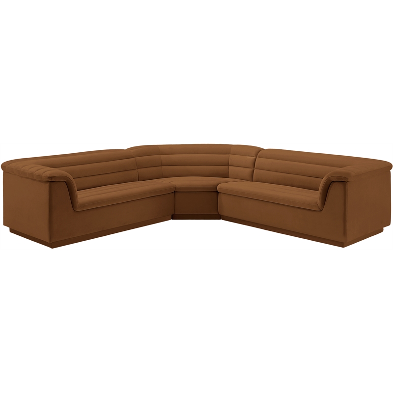 Meridian Furniture Cascade Saddle Velvet Fabric Modular Sectional
