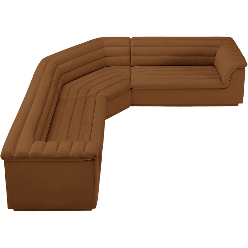 Meridian Furniture Cascade Saddle Velvet Fabric Modular Sectional