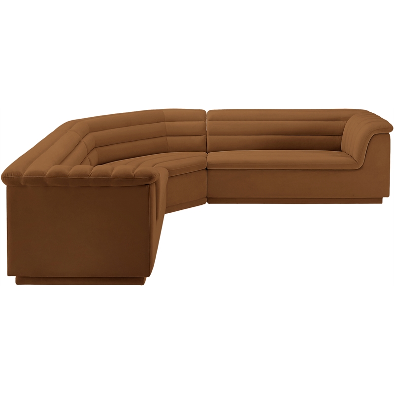 Meridian Furniture Cascade Saddle Velvet Fabric Modular Sectional