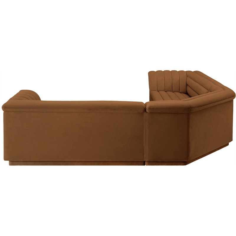 Meridian Furniture Cascade Saddle Velvet Fabric Modular Sectional