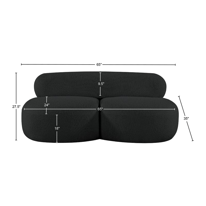 Meridian Furniture Venti Black Boucle Fabric Loveseat