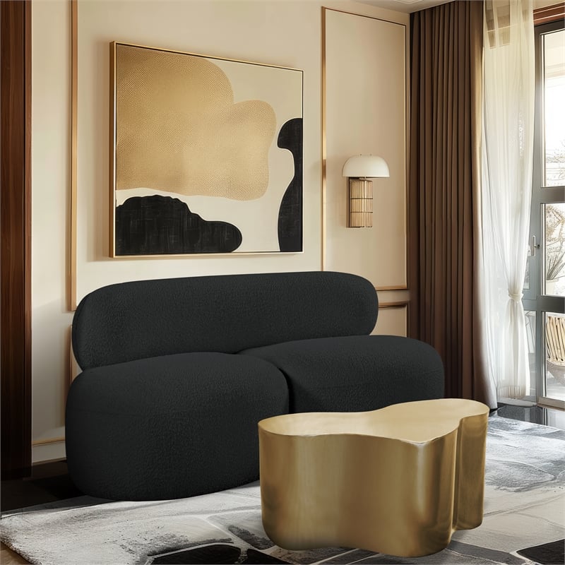 Meridian Furniture Venti Black Boucle Fabric Loveseat