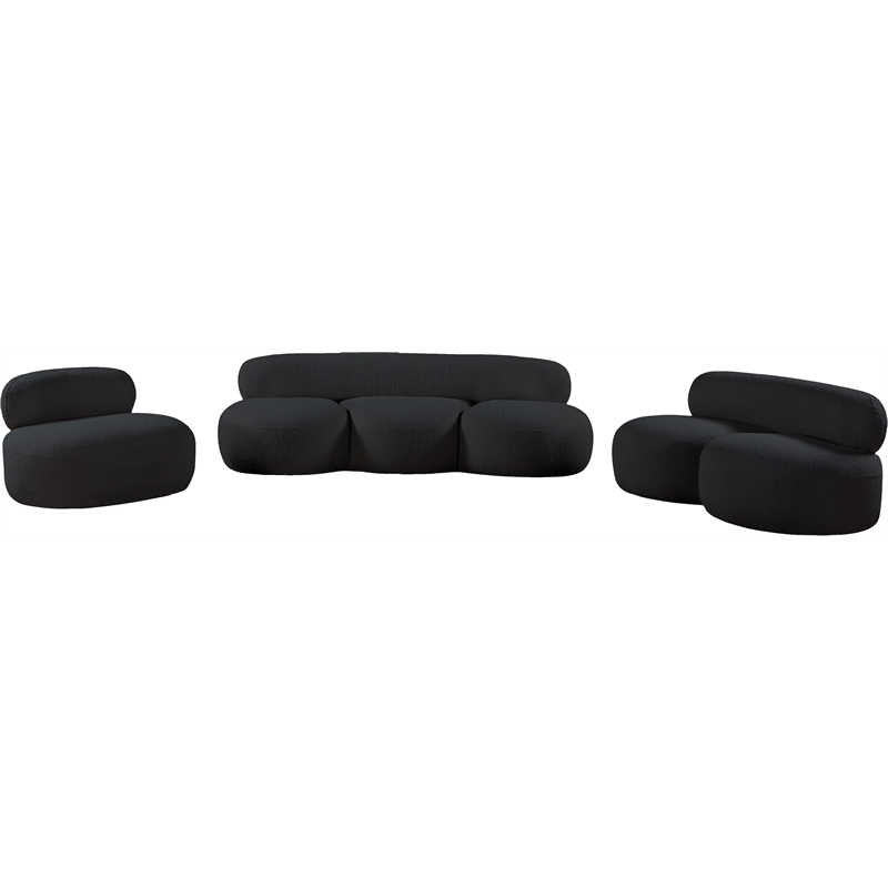 Meridian Furniture Venti Black Boucle Fabric Sofa
