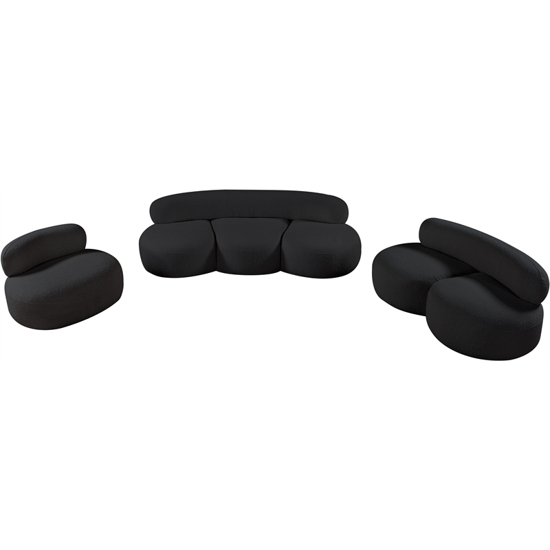 Meridian Furniture Venti Black Boucle Fabric Sofa
